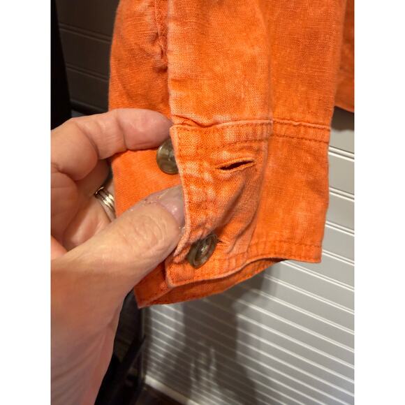 Rachel Zoe 100% Linen Tie Dye Orange Trucker Jacket Size M - Picture 5 of 10